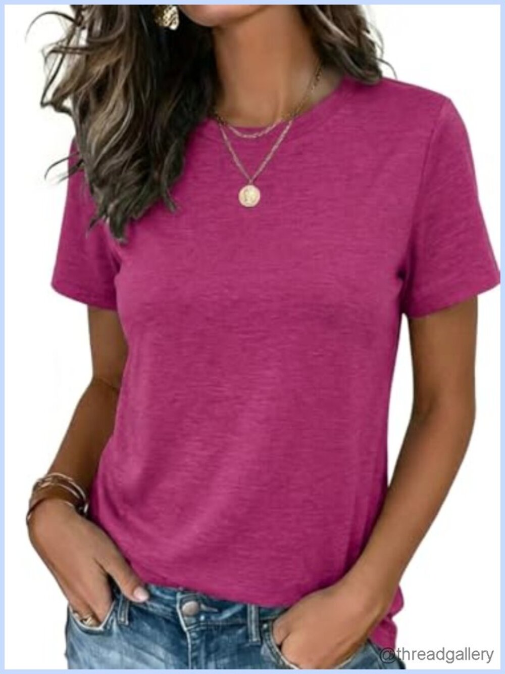 Zeagoo Womens Crew Neck Short Sleeve T-Shirt Soft Stretch Basic Tee